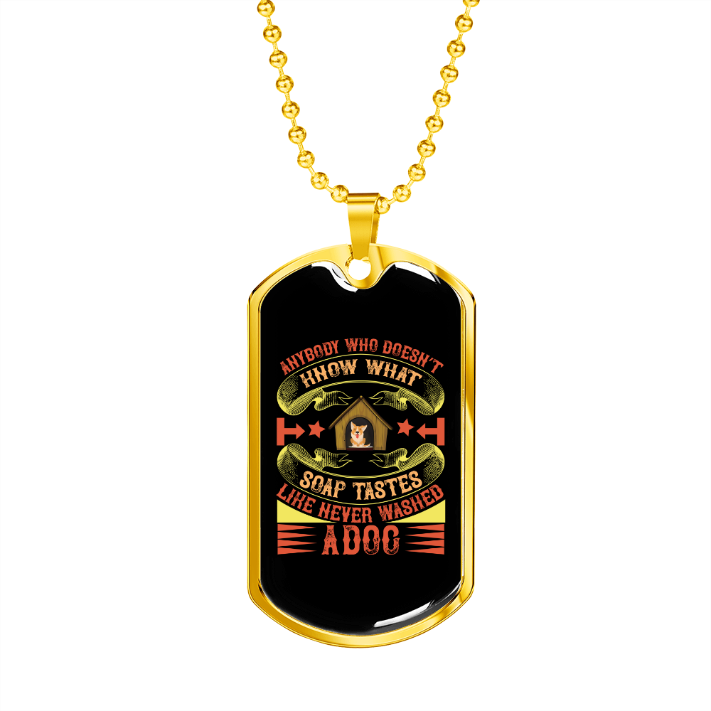 Never Washed Necklace Stainless Steel or 18k Gold Dog Tag 24" Chain-Express Your Love Gifts