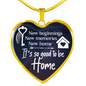 New Beginnings Necklace Stainless Steel or 18k Gold Heart 18-22"-Express Your Love Gifts