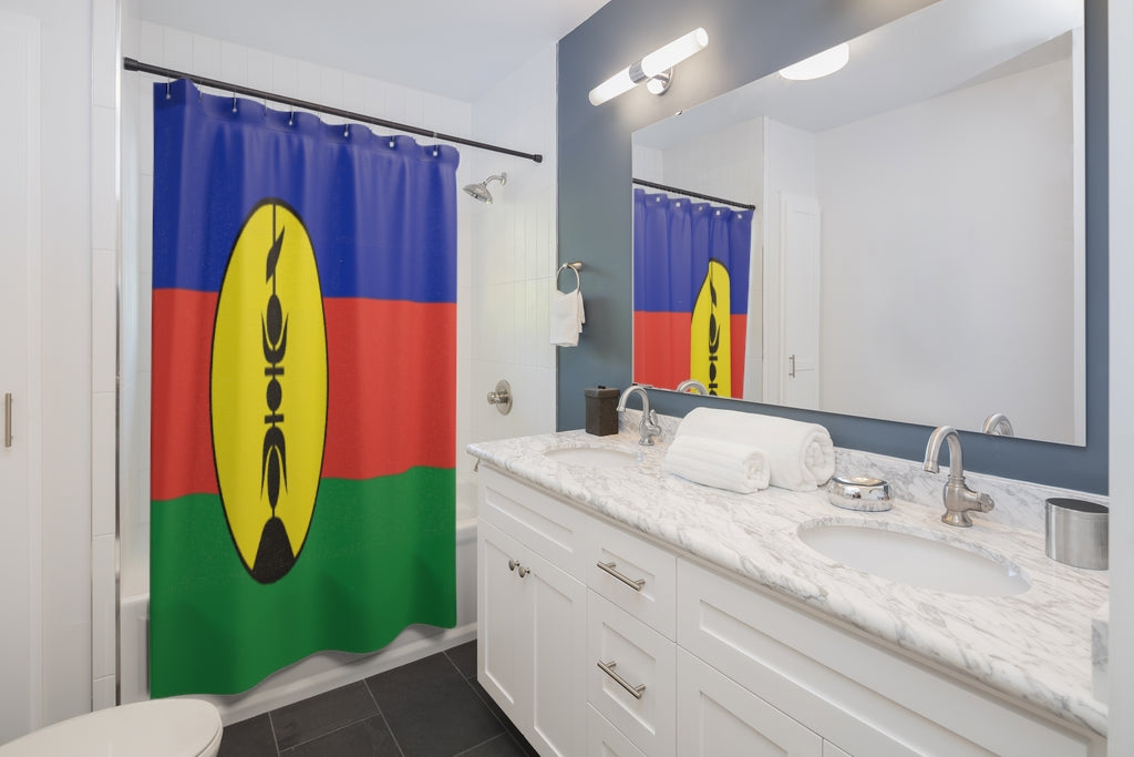 New Caledonia Flag Stylish Design 71" x 74" Elegant Waterproof Shower Curtain for a Spa-like Bathroom Paradise Exceptional Craftsmanship-Express Your Love Gifts