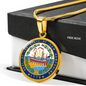 New Hampshire State Seal Necklace Circle Pendant Stainless Steel or 18k Gold 18-22"-Express Your Love Gifts