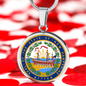 New Hampshire State Seal Necklace Circle Pendant Stainless Steel or 18k Gold 18-22"-Express Your Love Gifts