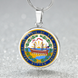New Hampshire State Seal Necklace Circle Pendant Stainless Steel or 18k Gold 18-22"-Express Your Love Gifts