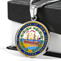 New Hampshire State Seal Necklace Circle Pendant Stainless Steel or 18k Gold 18-22"-Express Your Love Gifts