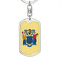 New Jersey State Flag Keychain Dog Tag Stainless Steel or 18k Gold-Express Your Love Gifts