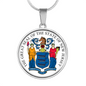 New Jersey State Seal Necklace Circle Pendant Stainless Steel or 18k Gold 18-22"-Express Your Love Gifts