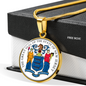 New Jersey State Seal Necklace Circle Pendant Stainless Steel or 18k Gold 18-22"-Express Your Love Gifts