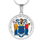 New Jersey State Seal Necklace Circle Pendant Stainless Steel or 18k Gold 18-22"-Express Your Love Gifts
