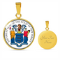 New Jersey State Seal Necklace Circle Pendant Stainless Steel or 18k Gold 18-22"-Express Your Love Gifts