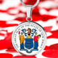 New Jersey State Seal Necklace Circle Pendant Stainless Steel or 18k Gold 18-22"-Express Your Love Gifts