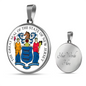 New Jersey State Seal Necklace Circle Pendant Stainless Steel or 18k Gold 18-22"-Express Your Love Gifts