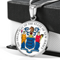 New Jersey State Seal Necklace Circle Pendant Stainless Steel or 18k Gold 18-22"-Express Your Love Gifts