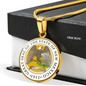 New Mexico State Seal Necklace Circle Pendant Stainless Steel or 18k Gold 18-22"-Express Your Love Gifts