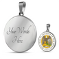 New Mexico State Seal Necklace Circle Pendant Stainless Steel or 18k Gold 18-22"-Express Your Love Gifts
