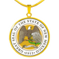 New Mexico State Seal Necklace Circle Pendant Stainless Steel or 18k Gold 18-22"-Express Your Love Gifts