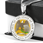 New Mexico State Seal Necklace Circle Pendant Stainless Steel or 18k Gold 18-22"-Express Your Love Gifts