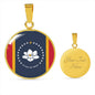 New Mississippi Magnolia Flag Circle Necklace Stainless Steel or 18k Gold 18-22"-Express Your Love Gifts
