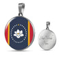 New Mississippi Magnolia Flag Circle Necklace Stainless Steel or 18k Gold 18-22"-Express Your Love Gifts