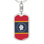 New Mississippi Magnolia Flag Keychain Dog Tag Stainless Steel or 18k Gold-Express Your Love Gifts