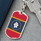 New Mississippi Magnolia Flag Keychain Dog Tag Stainless Steel or 18k Gold-Express Your Love Gifts