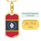 New Mississippi Magnolia Flag Keychain Dog Tag Stainless Steel or 18k Gold-Express Your Love Gifts