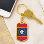 New Mississippi Magnolia Flag Keychain Dog Tag Stainless Steel or 18k Gold-Express Your Love Gifts