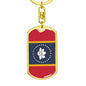 New Mississippi Magnolia Flag Keychain Dog Tag Stainless Steel or 18k Gold-Express Your Love Gifts