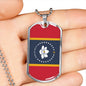New Mississippi Magnolia Flag Necklace Stainless Steel or 18k Gold Dog Tag w 24" Chain-Express Your Love Gifts