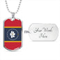 New Mississippi Magnolia Flag Necklace Stainless Steel or 18k Gold Dog Tag w 24" Chain-Express Your Love Gifts