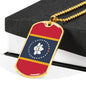 New Mississippi Magnolia Flag Necklace Stainless Steel or 18k Gold Dog Tag w 24" Chain-Express Your Love Gifts