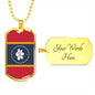 New Mississippi Magnolia Flag Necklace Stainless Steel or 18k Gold Dog Tag w 24" Chain-Express Your Love Gifts