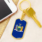New York State Flag Keychain Dog Tag Stainless Steel or 18k Gold-Express Your Love Gifts