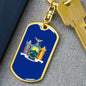 New York State Flag Keychain Dog Tag Stainless Steel or 18k Gold-Express Your Love Gifts