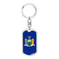 New York State Flag Keychain Dog Tag Stainless Steel or 18k Gold-Express Your Love Gifts
