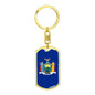 New York State Flag Keychain Dog Tag Stainless Steel or 18k Gold-Express Your Love Gifts
