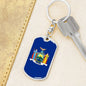 New York State Flag Keychain Dog Tag Stainless Steel or 18k Gold-Express Your Love Gifts