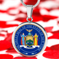 New York State Seal Necklace Circle Pendant Stainless Steel or 18k Gold 18-22"-Express Your Love Gifts