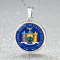 New York State Seal Necklace Circle Pendant Stainless Steel or 18k Gold 18-22"-Express Your Love Gifts
