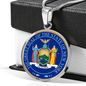 New York State Seal Necklace Circle Pendant Stainless Steel or 18k Gold 18-22"-Express Your Love Gifts
