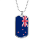 New Zealand Flag Necklace Stainless Steel or 18k Gold Dog Tag 24" Chain-Express Your Love Gifts