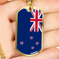 New Zealand Flag Necklace Stainless Steel or 18k Gold Dog Tag 24" Chain-Express Your Love Gifts