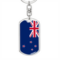 New Zealand Flag Swivel Keychain Dog Tag Stainless Steel or 18k Gold-Express Your Love Gifts