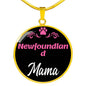 Newfoundland Mama Necklace Circle Pendant Stainless Steel or 18k Gold 18-22" Dog Mom Pendant-Express Your Love Gifts
