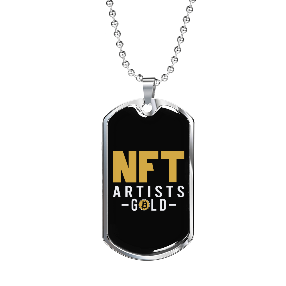 NFT Artists Gold Crypto Necklace Stainless Steel or 18k Gold Dog Tag 24" Chain-Express Your Love Gifts