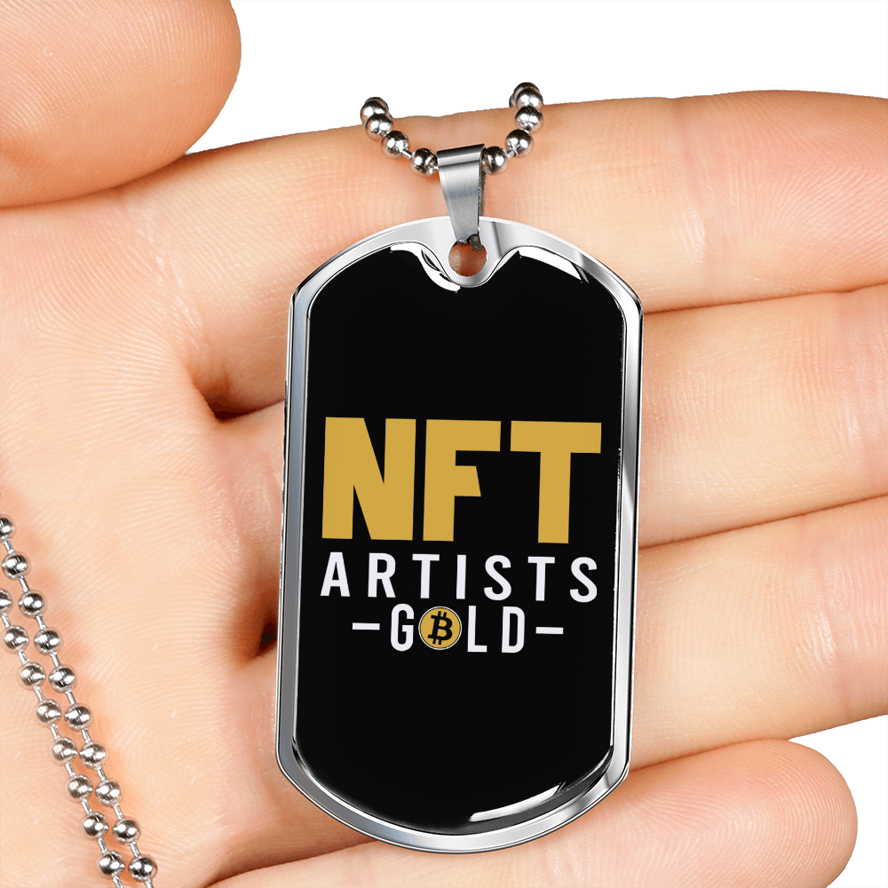 NFT Artists Gold Crypto Necklace Stainless Steel or 18k Gold Dog Tag 24" Chain-Express Your Love Gifts