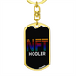NFT Hodler Crypto Keychain Stainless Steel or 18k Gold Dog Tag Keyring-Express Your Love Gifts