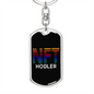 NFT Hodler Crypto Keychain Stainless Steel or 18k Gold Dog Tag Keyring-Express Your Love Gifts