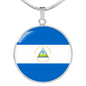 Nicaragua Flag Necklace Circle Pendant Stainless Steel or 18k Gold 18-22"-Express Your Love Gifts