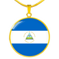 Nicaragua Flag Necklace Circle Pendant Stainless Steel or 18k Gold 18-22"-Express Your Love Gifts