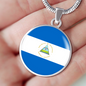 Nicaragua Flag Necklace Circle Pendant Stainless Steel or 18k Gold 18-22"-Express Your Love Gifts