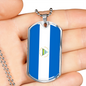 Nicaragua Flag Necklace Stainless Steel or 18k Gold Dog Tag 24" Chain-Express Your Love Gifts